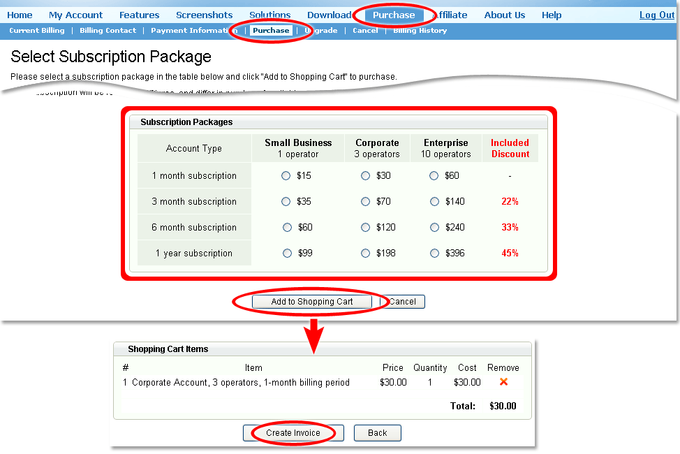 How to purchase live chat plan